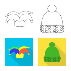 Vector illustration of clothing and cap logo. Collection of clothing and beret stock vector illustration.