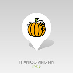 Pumpkin pin map icon. Harvest. Thanksgiving vector