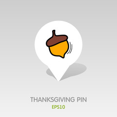 Acorn pin map icon. Harvest. Thanksgiving vector