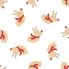 Christmas reindeer seamless background.