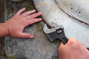 blacksmith working with hammer