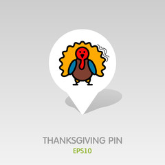 Turkey pin map icon. Harvest. Thanksgiving vector