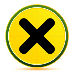 Obraz premium Cross icon lemon lime yellow round button illustration