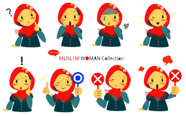 イスラム教徒の女性　アイコン風セット