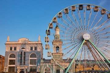 Giant ferris wheel in a square in Kiev, Ukraine