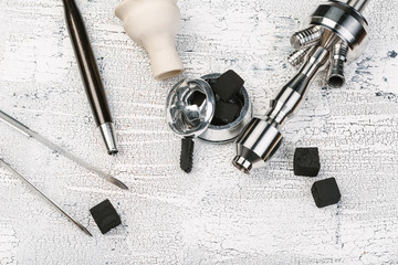 Hookah parts, smoking hookah concept.