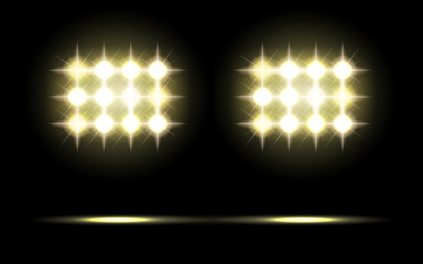 Glowing stage spotlights
