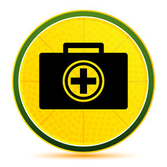 First aid kit icon lemon lime yellow round button illustration
