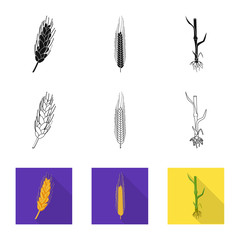 Isolated object of agriculture and farming symbol. Collection of agriculture and plant stock symbol for web.