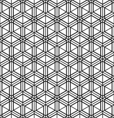 Seamless geometric pattern inspired by Japanese Kumiko ornament .Black white.