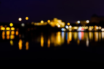 Defocus boken colorful nightlife on river