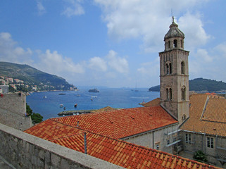 Fototapeta premium Aerial view of old city Dubrovnik in a summer day, Croatia