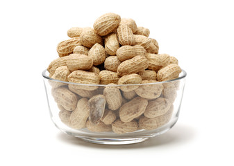 Peanuts on a white background