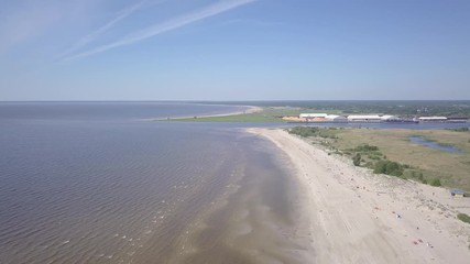 Baltic Sea coast beach Parnu Estonia aerial drone top view 4K UHD video