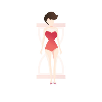 Modern vector illustration of woman body shape types, hourglasses shape