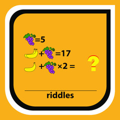 Counting games for kids and adults. Educational math game. Result. Crossword for social networks. Rebus. Riddle for the mind. Riddle with numbers. Vector