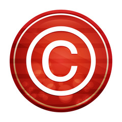 Fototapeta premium Copyright symbol icon realistic diagonal motion red round button illustration