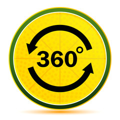 360 degrees rotate arrow icon lemon lime yellow round button illustration