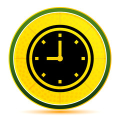 Clock icon lemon lime yellow round button illustration