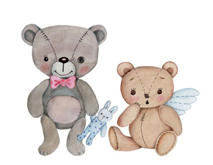 Fun watercolor teddy bears