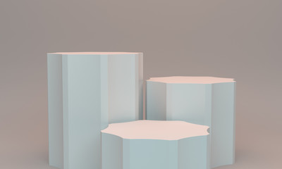 White Box Cubes. 3D Blank Stairs Display Or Stand. Empty Bakdrop With Boxes.