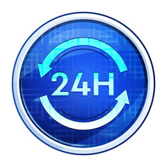 24 hours update icon futuristic blue round button vector illustration