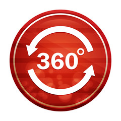 360 degrees rotate arrow icon realistic diagonal motion red round button illustration