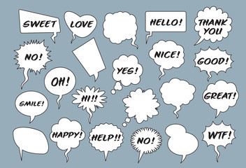 Set of comic speech balloons. Vector Illustration.