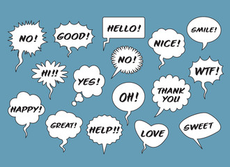 Set of comic speech balloons. Vector Illustration.