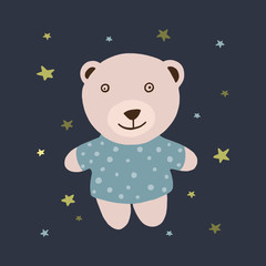 Fototapeta premium Illustration of a teddy bear. Can be used for postcards, invitations, advertising, web, textile and other.