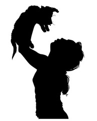 girl holding a puppy vector