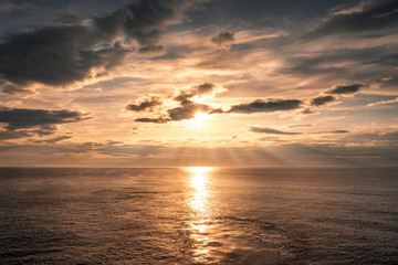 Fototapeta na wymiar Sun rays over the Mediterranean sea