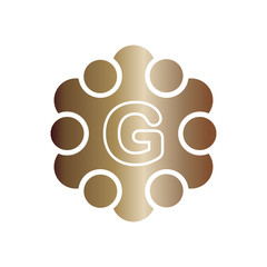 vector illustration metal dots with circle and initial letter g icon logo modern design
