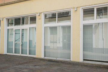 Old empty door and windows in the city.