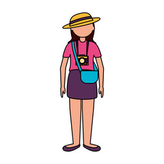 Isolated traveler woman vector design