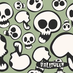 Halloween - vector seamless pattern with cartoon skeletons.