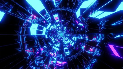 abstract glowing and reflective pattern tunnel design 3d illustration