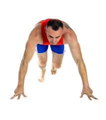 Fototapeta na wymiar Exercise Pilates muscular man