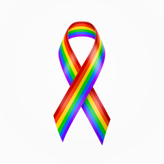 Rainbow Ribbon. Gay pride, LGBT rainbow ribbon. Homosexual sign vector