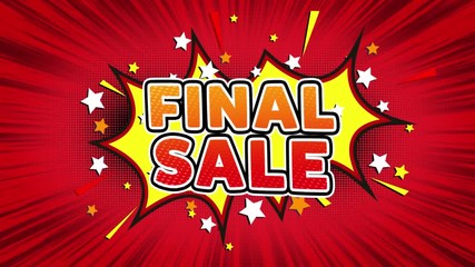 Final Sale Text Pop Art Style Expression. Retro Comic Bubble Expression Cartoon illustration, Sale, Discounts, Percentages, Deal, Offer on Green Screen - Powered by Adobe
