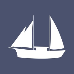 Sailboat in the sea, simple sailboat silhouette