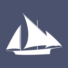 Sailboat in the sea, simple sailboat silhouette