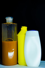 capacity bottle shampoo paraben free on a black background