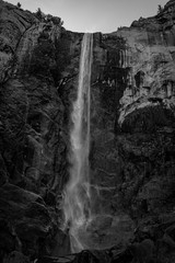View if the Bridalveil Fall in black and white