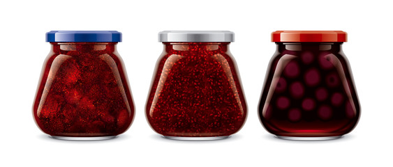 Set of Glass Jar with Jam 