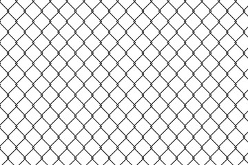 Chain link fence and White walls with grilles.