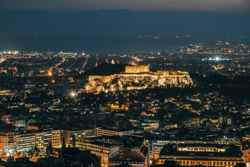 Fototapeta na wymiar Night scene of Athens, Greece