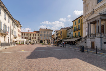 Fototapeta na wymiar The Piazza del Popolo of Arona, Novara, Italy, on a beautiful sunny day