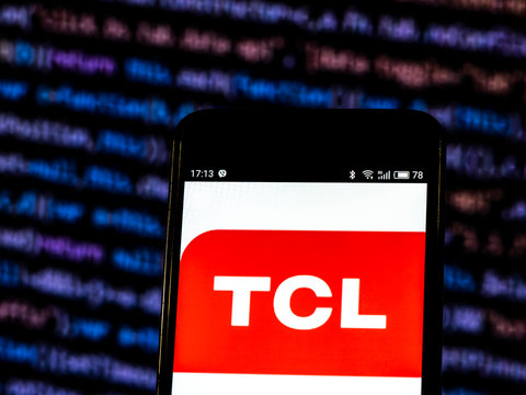Kiev, Ukraine, November 1, 2018, illustrative editorial. TCL Corporation Consumer electronics company  logo seen displayed on smart phone
