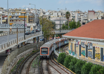 Obraz premium City railway in Athens, Greece